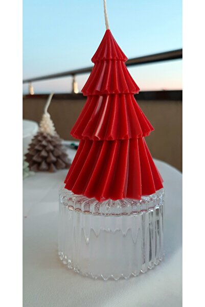 ArtINA esmaraldchic Lumanare parfumata brad Craciun cu clopotel, cadouri handmade cu aroma scortisoara, mar, ceara soia