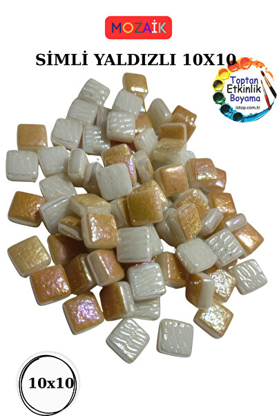toptanetkinlikboyama 100 Gram Simli Yaldızlı Renk Mozaik Taş – 10X10 mm | Mozaik Atölye Seti | Cam Mozaik