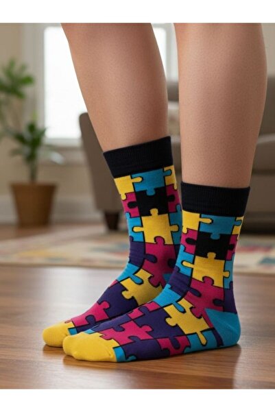 AKSU ÇORAP Colorful Puzzle Design Socks