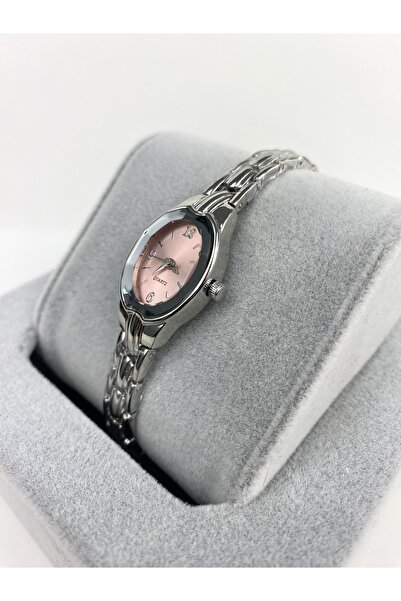 Coliseum Minimal Vintage Open Inside Pink Silver Women's Wristwatch