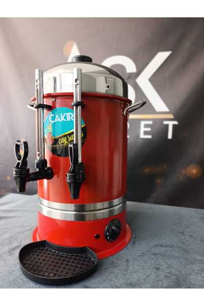 ÇAKIR Çelik Elektrikli Çay Semaveri, 80 Bardak, Endüstriyel Çay Otomatı, Silikon Musluk, Göstergeli