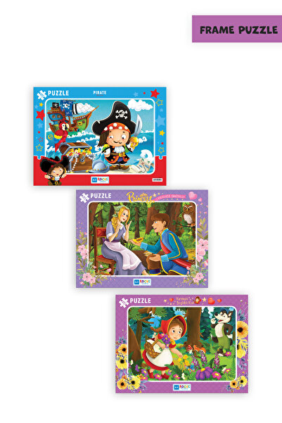 Blue Focus 3 ADET 72 PARÇA ÇOCUK PUZZLE KORSAN VE PRINCESS KÜLKEDİSİ SİNDİREL...
