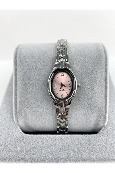 Coliseum Minimal Vintage Open Inside Pink Silver Women's Wristwatch