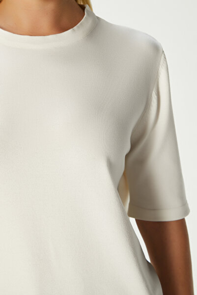 Ritnice Tricotaj cu jumătate de mânecă din țesut de viscoză Next Premium Selection Ecru