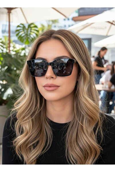 funeyes Gentle Black Unisex Women's Men's Large Corner Sunglasses Unisex 63 E...