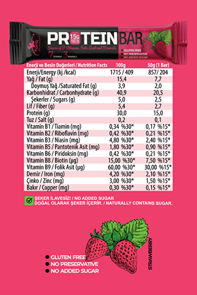 Torq Nutrition Protein Bar Çilek 50 gr (1 ADET)