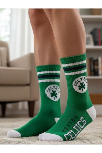 AKSU ÇORAP جوارب رياضية لكرة السلة والتنس باللون الأخضر من سيلتيكس