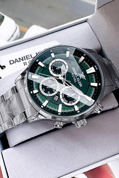 Daniel Klein Premium Erkek Kol Saati 3 Atm Su Geçirmez Gümüş Renk Çelik Kordon Doğaltaş Bileklik Dke2023c5