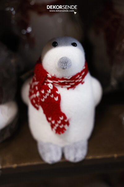 Dekorsende Κόκκινο μοτίβο με κασκόλ Πολική αρκούδα Λευκή 30 εκ.