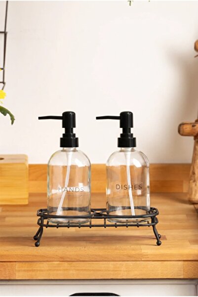 FH finehome 2-Piece Liquid Soap Dispenser with Black Tokyo Stand