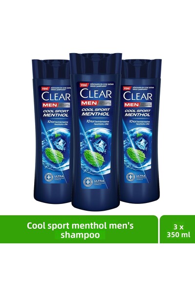 Clear Cool Sport Menthol Shampoo - Men's Effective Against Dandruff, 350 ml X...