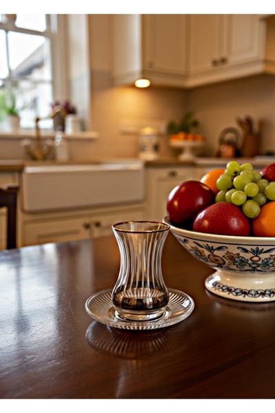 DECOSTYLE Σετ τσαγιού Paşabahçe 12 τεμαχίων με ασημένια διακόσμηση και λεπτές...