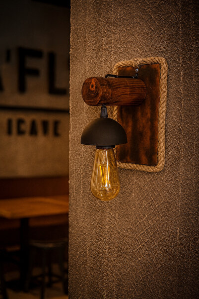 Eyzhen Decorative Rope Detailed Wooden Wall Sconce – Lighting for Cafe, Restaurant, Home 3 Pieces