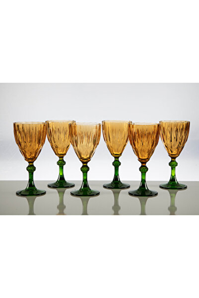milenyumsanat Çift Renk Paşabahçe Su Bardağı 6’lı Set (Yeşil & Amber – 245 ml)
