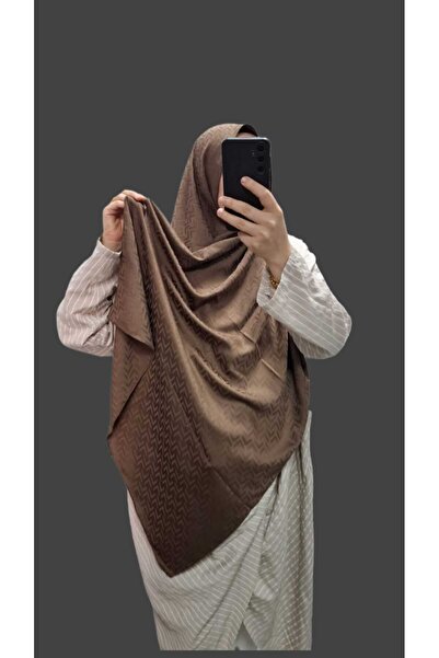 AMİNENESİL Modakashmir Jacquard Shawl Brown Color
