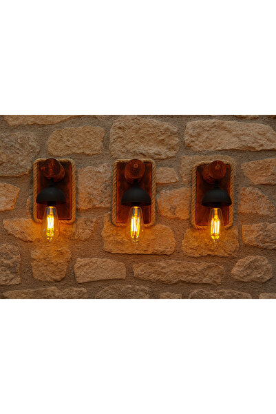 Eyzhen Decorative Rope Detailed Wooden Wall Sconce – Lighting for Cafe, Restaurant, Home 3 Pieces