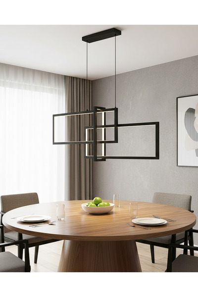 Özcan Aydınlatma 4158-1Ad-19 Square 3'Lü Dikey Sarkıt Siyah