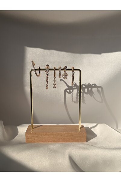 Vink Cu Altın Renk Taş Detaylı Küpe Seti(6'lı)