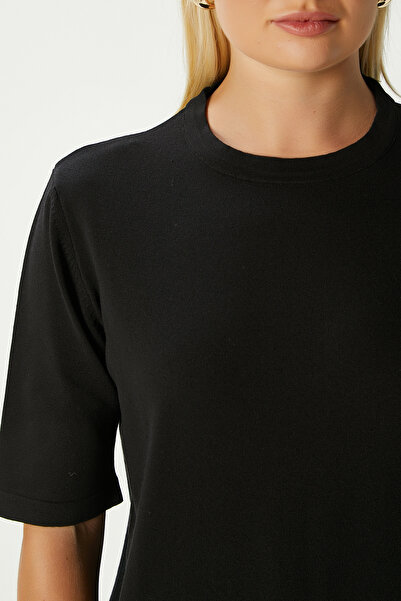 Ritnice Tricotaj cu jumătate de mânecă neagră din țesut de viscoză Next Premium Selection