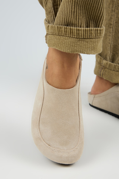 Manijero Lina Kadın Hakiki Deri Düz Sabo Terlik