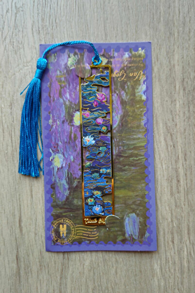 Kolbi Craft Nilüferler Van Gogh Püsküllü Altın Renk Metal Kitap Ayracı Hediye...