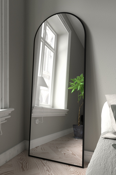 Marsah Home Oglinda semiovala de podea cu suport 180x70 Cm Negru