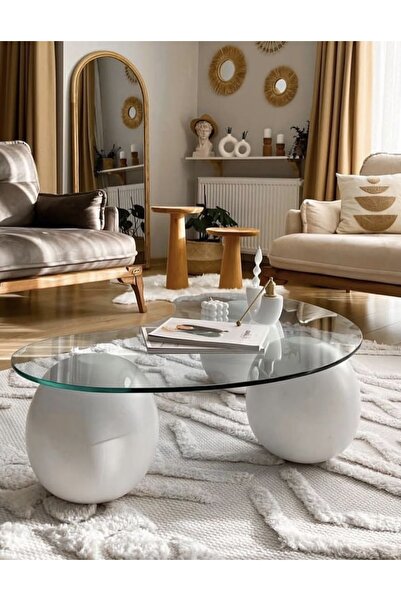ALTUNTEPE HOME DESIGN Top Sehpa & Orta Sehpa (BEYAZ&SİYAH)