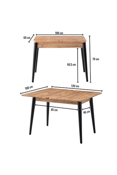 Atolye Casa 60x100cm Çam Katlanır Mutfak Masası Dolunay Model