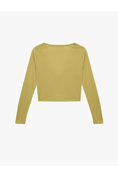 Koton Slim Fit Long Sleeve Metal Accessory Detachable Collar T-Shirt