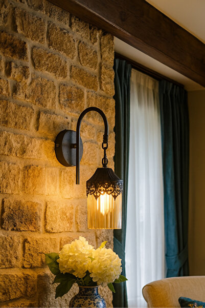 Uçar White and Black Antique - Case Honey Glass Authentic Sconce