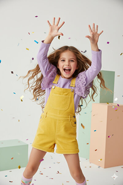 SONGÜLBERİK Girl's Lilac Lace Sleeve Blouse