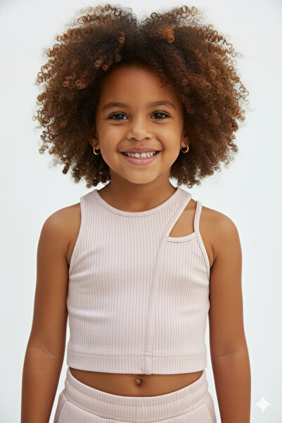 SONGÜLBERİK Girl's Pink Strappy Crop Top