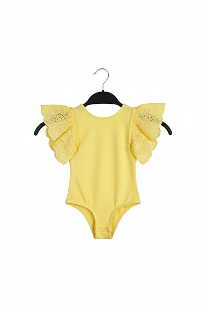 SONGÜLBERİK Girl's Yellow Lace Sleeve Bodysuit