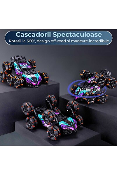 Timebox RC Stunt Remote Control Car 8 Wheels, Acrobatics, 360° Rotation, Gesture Control, 4WD Off Road, Lig