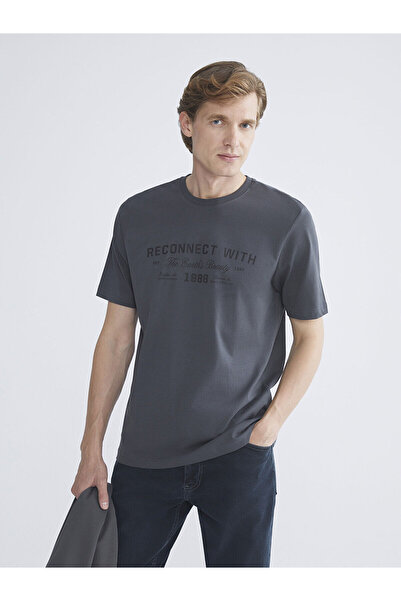 LC Waikiki Ανδρικό μπλουζάκι Vizyon New Season Crew Neck με τύπωμα από χτενισμένο βαμβάκι