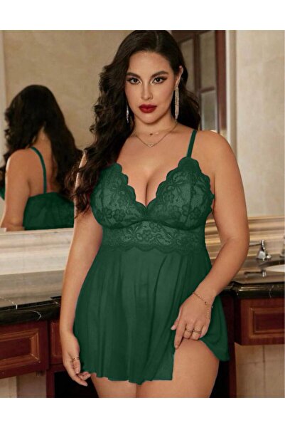 TİESSİ Cămașă de noapte cu dantelă de mărime mare pentru femei