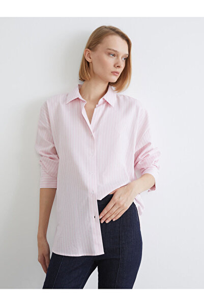 LC Waikiki Peak Yeni Sezon Çizgili Oversize Kadın Gömlek