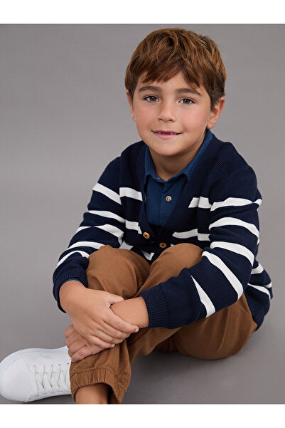 LC Waikiki LCW Kids V Yaka Çizgili Erkek Çocuk Triko Hırka (W5)