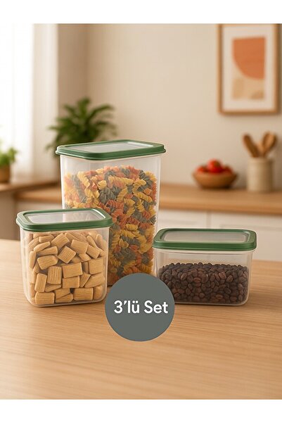 Nesto Home 3-Piece Transparent Food and Grain Storage Container Rectangular Detergent Box 1X1100 1X2200 1X3400