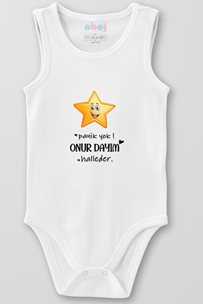 Ahoj 100% Organic Cotton No Panic Uncle Will Handle It Baby Bodysuit Sleeveless