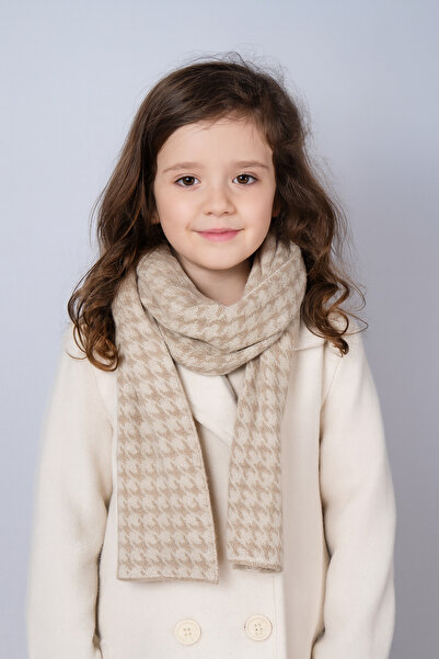 Sebir Moda Kazayağı Desenli Çift Taraflı Çocuk Atkısı (5-10 Yaş, 30x140cm)