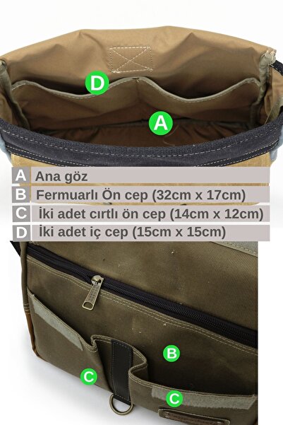 Cappadocia Vintage 4046 Antiochia - Shoulder Postman Light Waxed Cotton Laptop Travel Bag, Brown Water Resistant