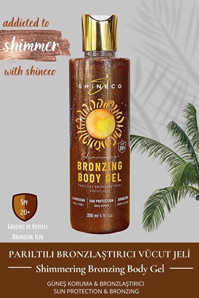 Shineco Işıltılı Bronzlaştırıcı Vücut Jeli, 20 Spf Güneş Koruma Etkili 200ml