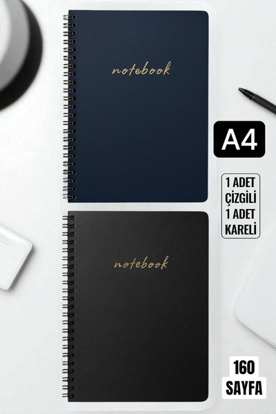 Printer X Studio A4 Premium Bakır Spiralli Defter Seti (1 Çizgili + 1 Kareli)...