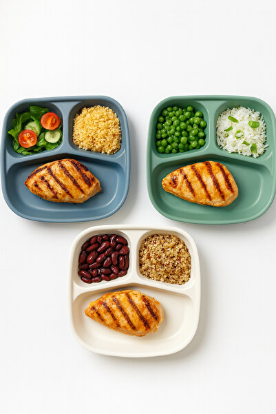 Righton Bpa-Free 3-Compartment Plate Set Healthy and Safe Dinner Plate (3 Pcs) Children's Plate Food Plate