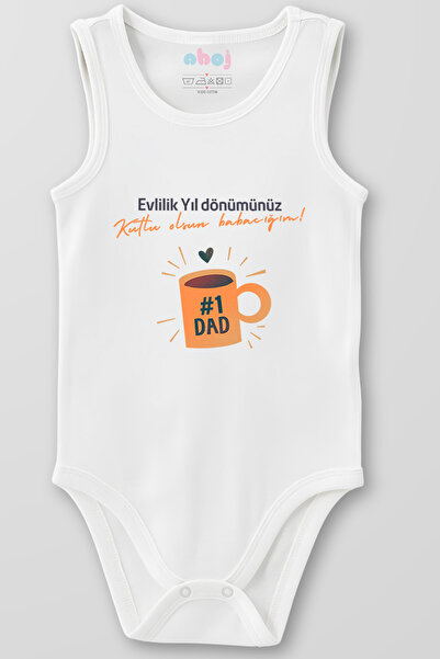 Ahoj بدلة أطفال بدون أكمام من القطن العضوي 100%، احتفل بعيد الزواج يا أبيي ال...