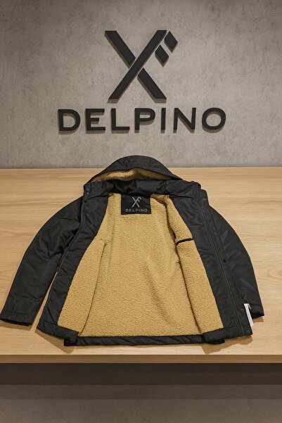 Delpino Αδιάβροχο και αντιανεμικό μακρύ παλτό με κουκούλα με γούνα στο εσωτερικό