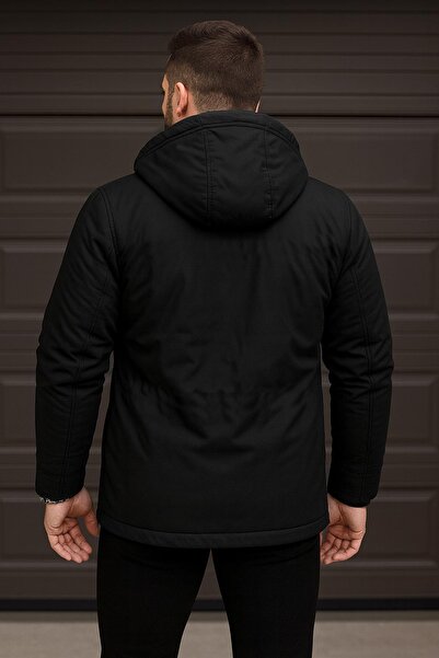 Delpino Αδιάβροχο και αντιανεμικό μακρύ παλτό με κουκούλα με γούνα στο εσωτερικό