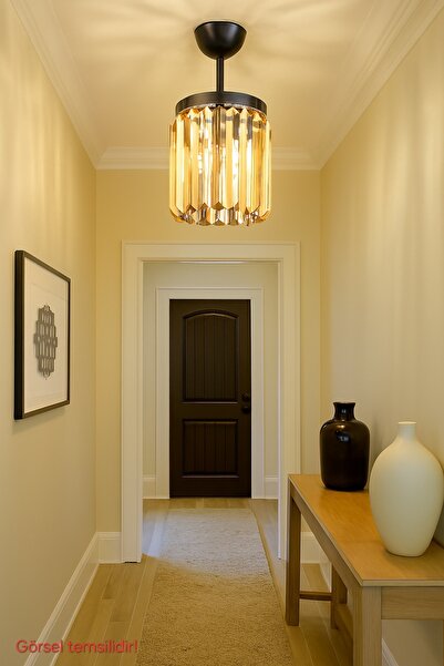 Bozyaka Aydınlatma Venüs Dekoratif Siyah Tekli Avize İthal BAL CAM Taş Modern Iç Mekan