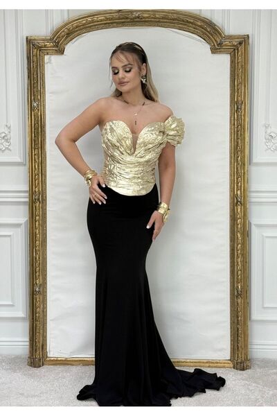 allura فستان سهرة بكتف مكشوف